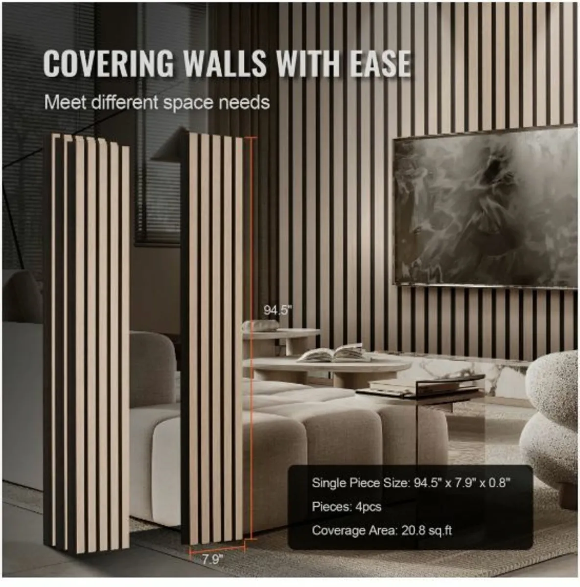 Wood Slat Acoustic Panels 7.9 x 94.5 inch - Image 2