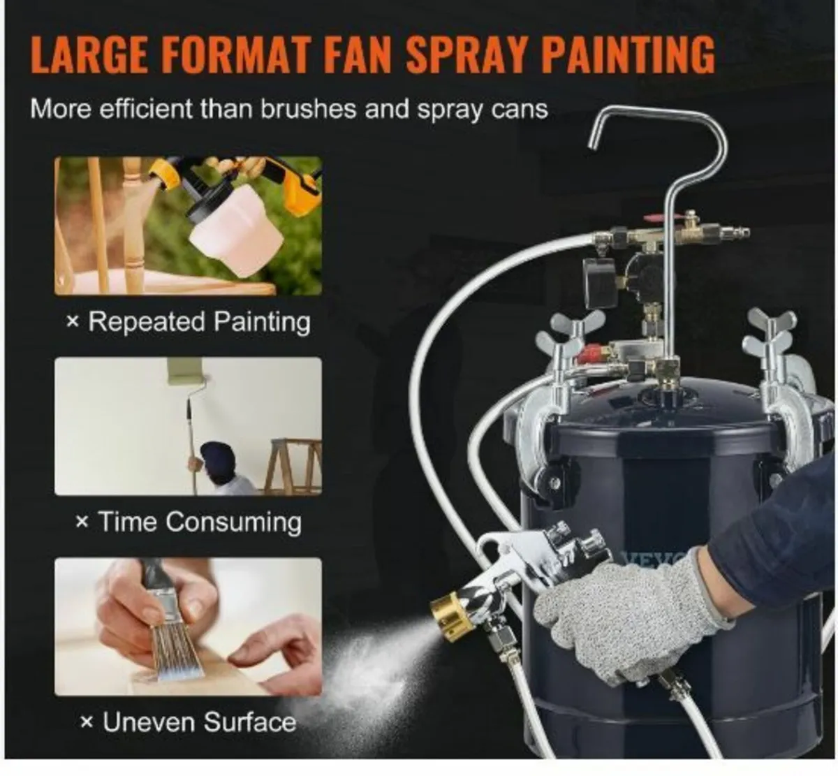 Spray Paint Pressure Pot Tank, 10L/2.5gal - Image 2