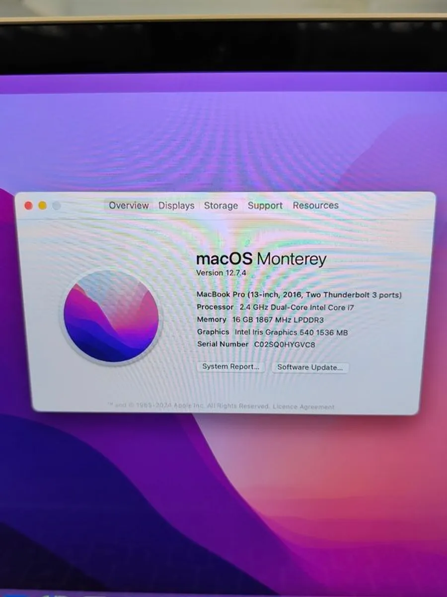 Apple MacBook Pro 2016 13in A1708  Intel i7 16GB RAM 256GB SSD (Battery Cycle: 78) - Image 4