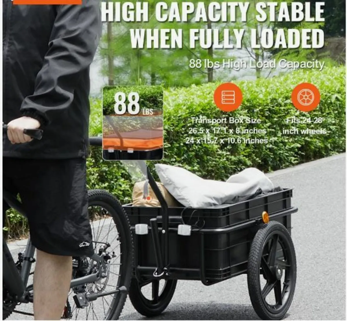 Bike Cargo Trailer, 88 lbs Load Capacity, Heavy-D - Image 3