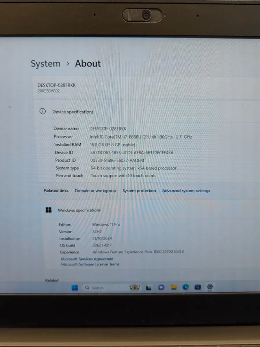 Lenovo ThinkPad X280 i7-8650U Quad 1.90GHz 16GB RAM 256GB SSD Windows 11 Pro 12.5" HDMI (Touch Screen) - Image 4