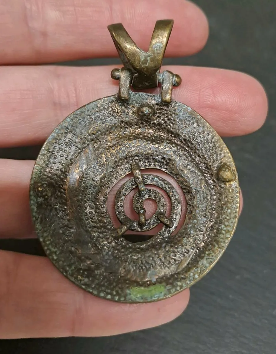 Copper pendant with orange crystals - Image 3