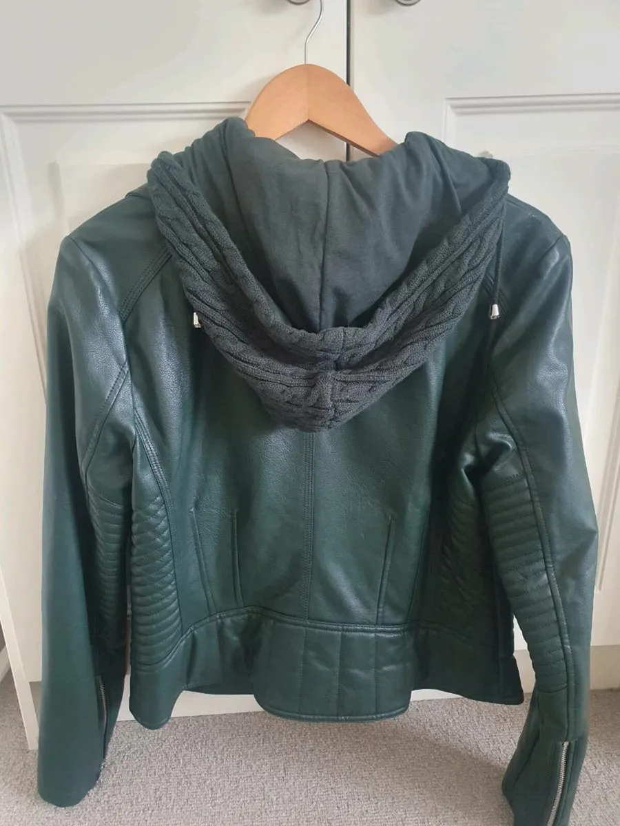 Dark green guess faux leather jacket - Image 1