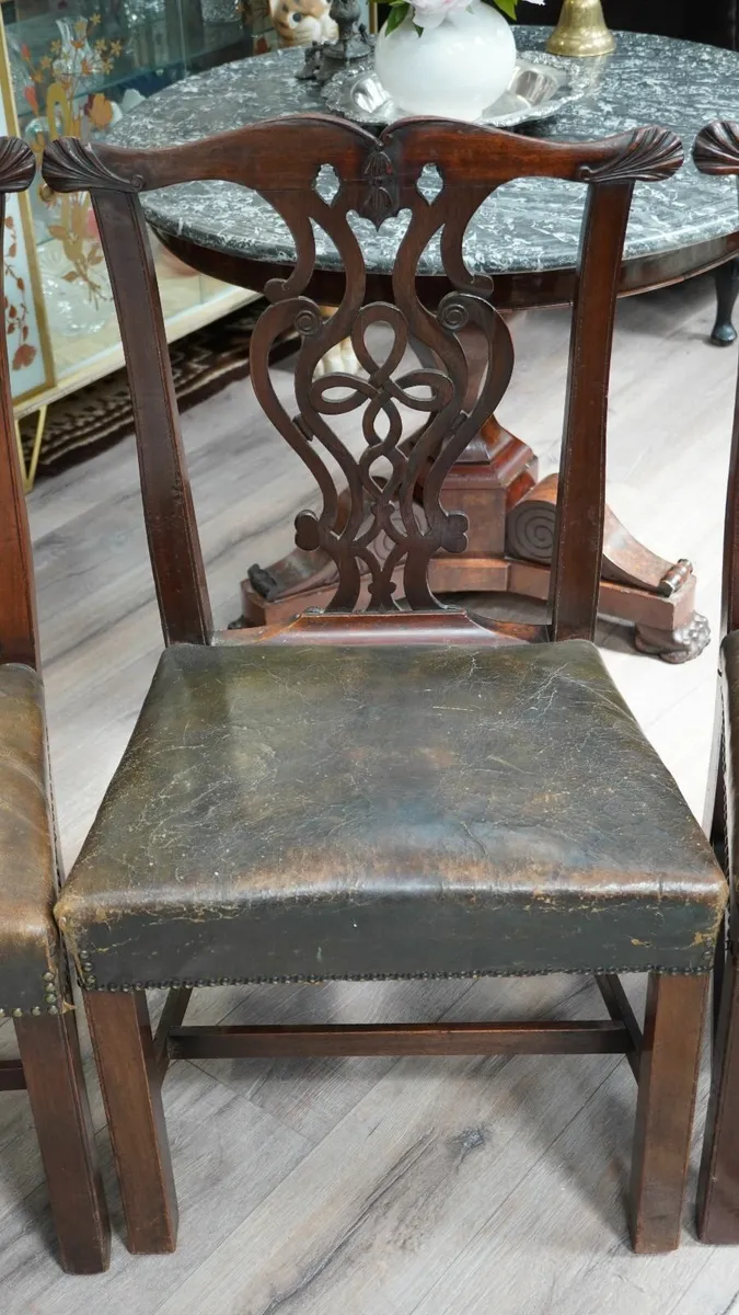 🪑 Set of 4 Original Irish Chippendale Dining Chai - Image 4