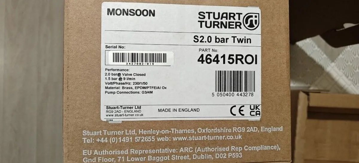 Stuart Turner Monsoon Pump 2.0 Bar Twin (only 6 months old) - Image 2