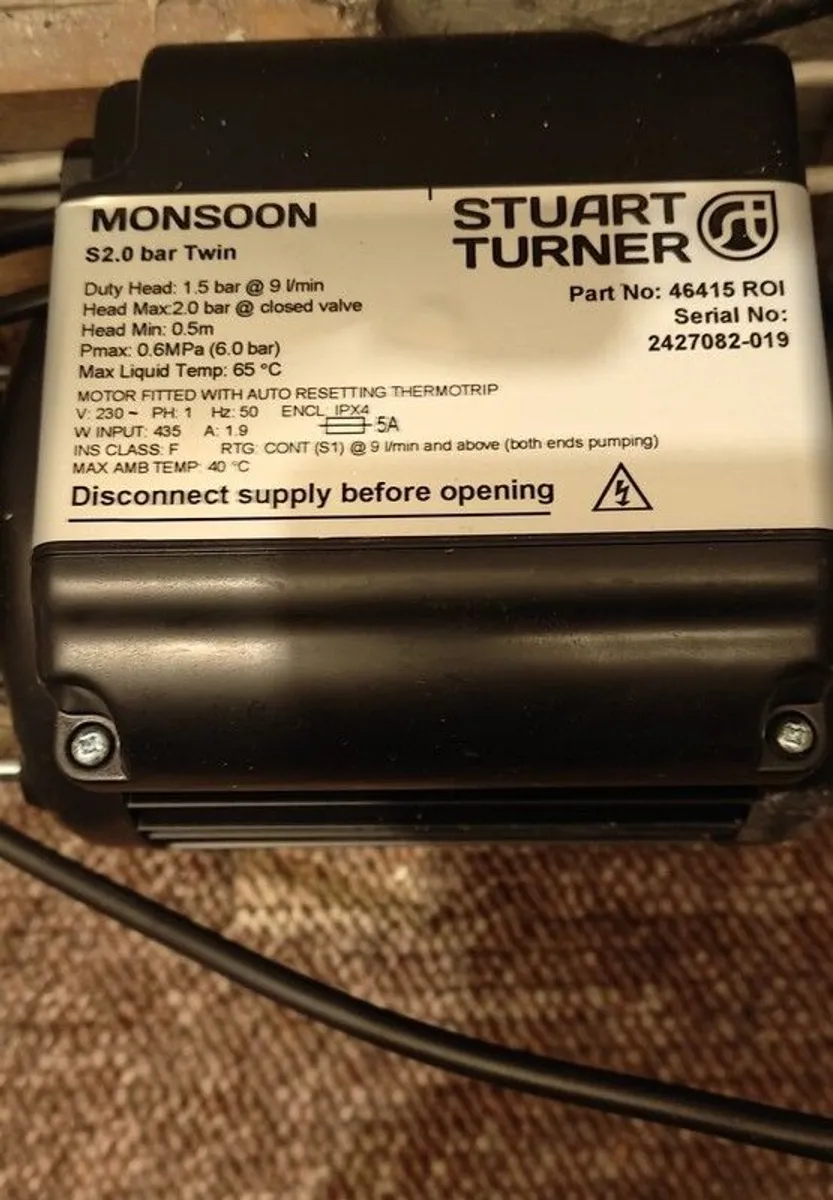 Stuart Turner Monsoon Pump 2.0 Bar Twin (only 6 months old) - Image 4