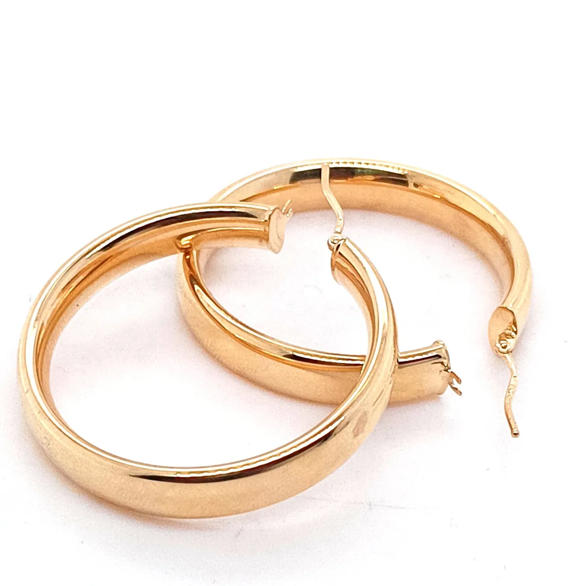9k Yellow Gold Hoops Earrings, New ! - Image 1