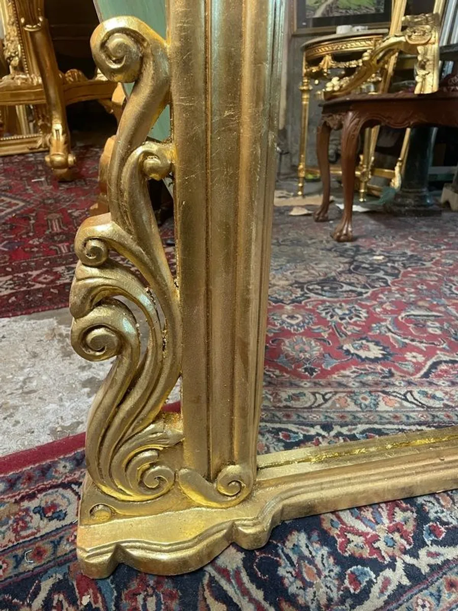 Gilt wood overmantle mirror. Uneven frame. - Image 2