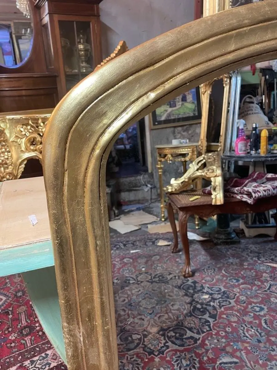 Gilt wood overmantle mirror. Uneven frame. - Image 3