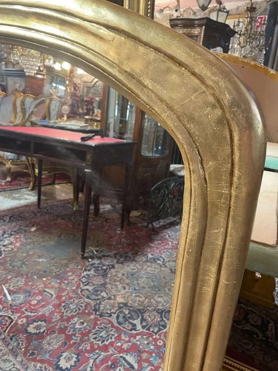 Gilt wood overmantle mirror. Uneven frame. - Image 4