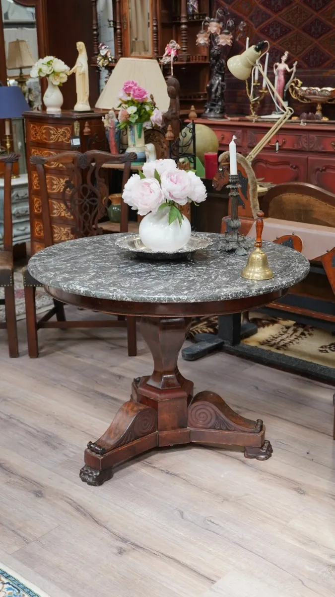 Large 19th Century Mahogany Centre Table with Marb - Image 2