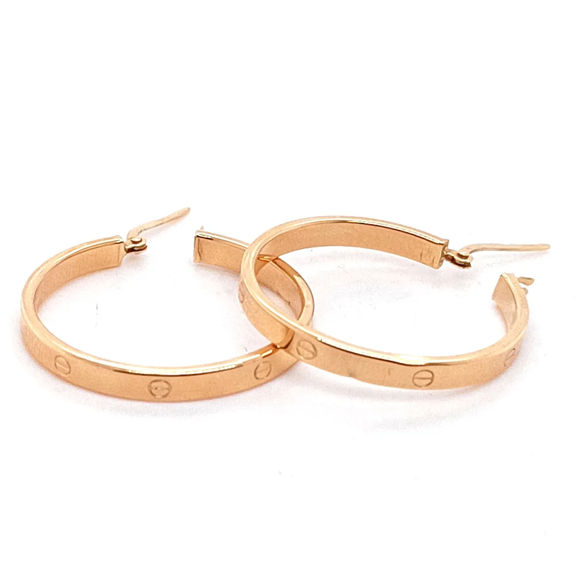 Cartier Style Hoops Earrings , 18k Yellow Gold - Image 1