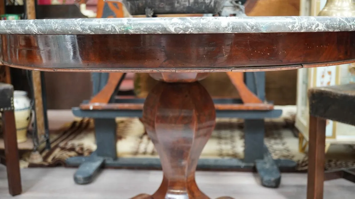Large 19th Century Mahogany Centre Table with Marb - Image 4