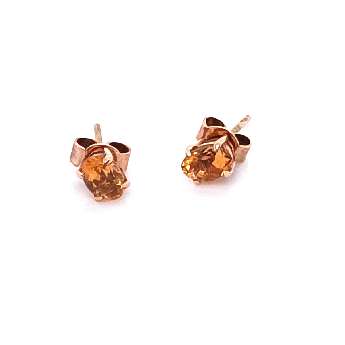 14 K Rose Gold & Citrine Studs Earrings - Image 1