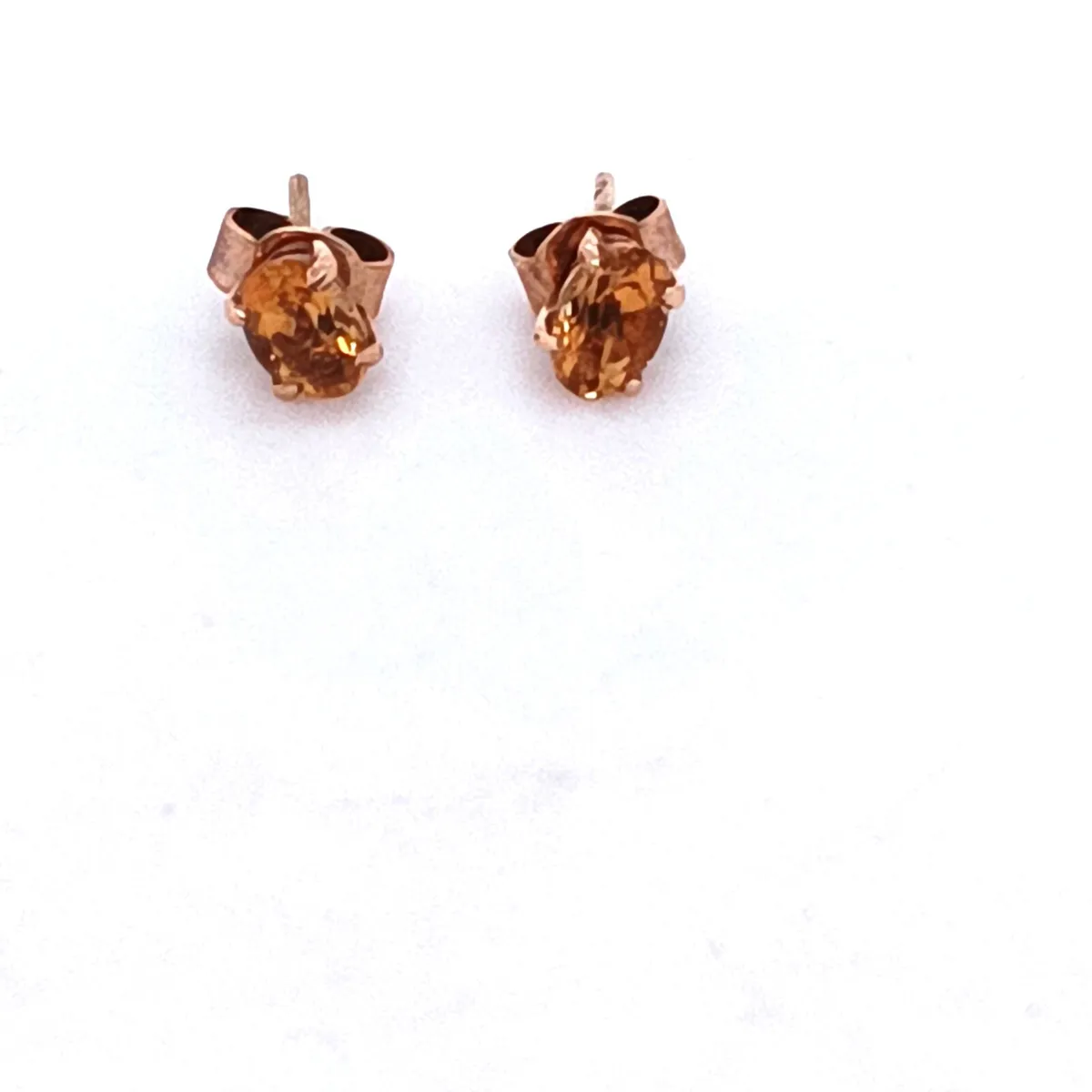 14 K Rose Gold & Citrine Studs Earrings - Image 2