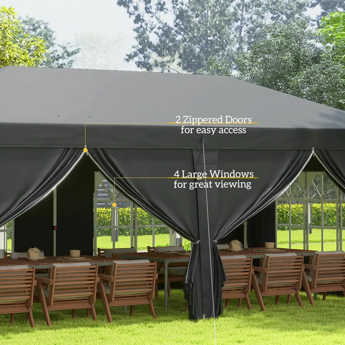 3x6m Pop-Up Gazebo with Sides & Windows Tent - Image 4