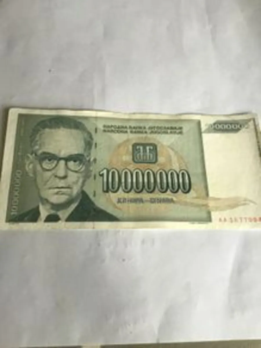 Old Yugoslavia Banknote 10 Million Dinara