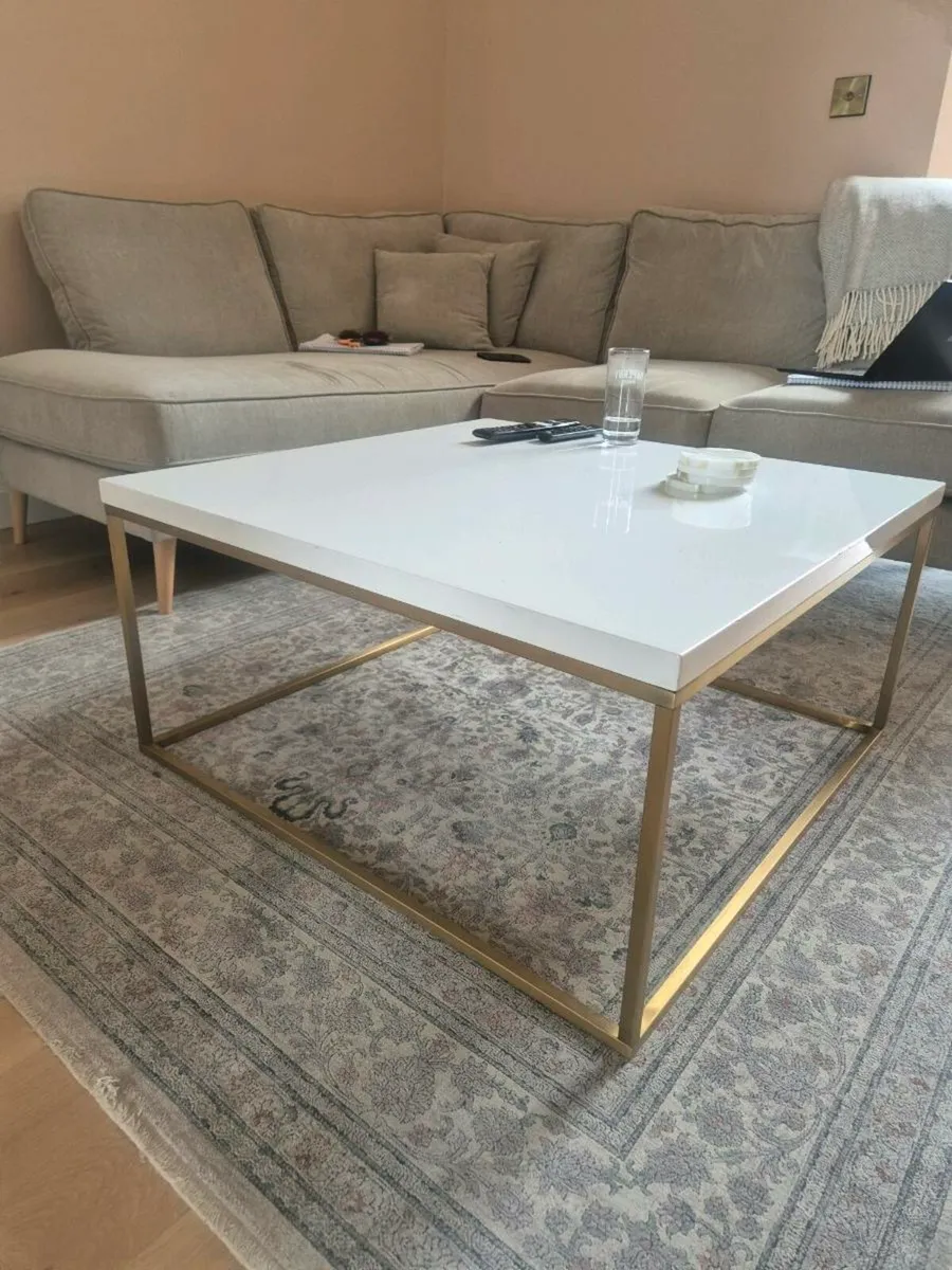 Browsers Interiors Coffee Table White and Gold - Image 1