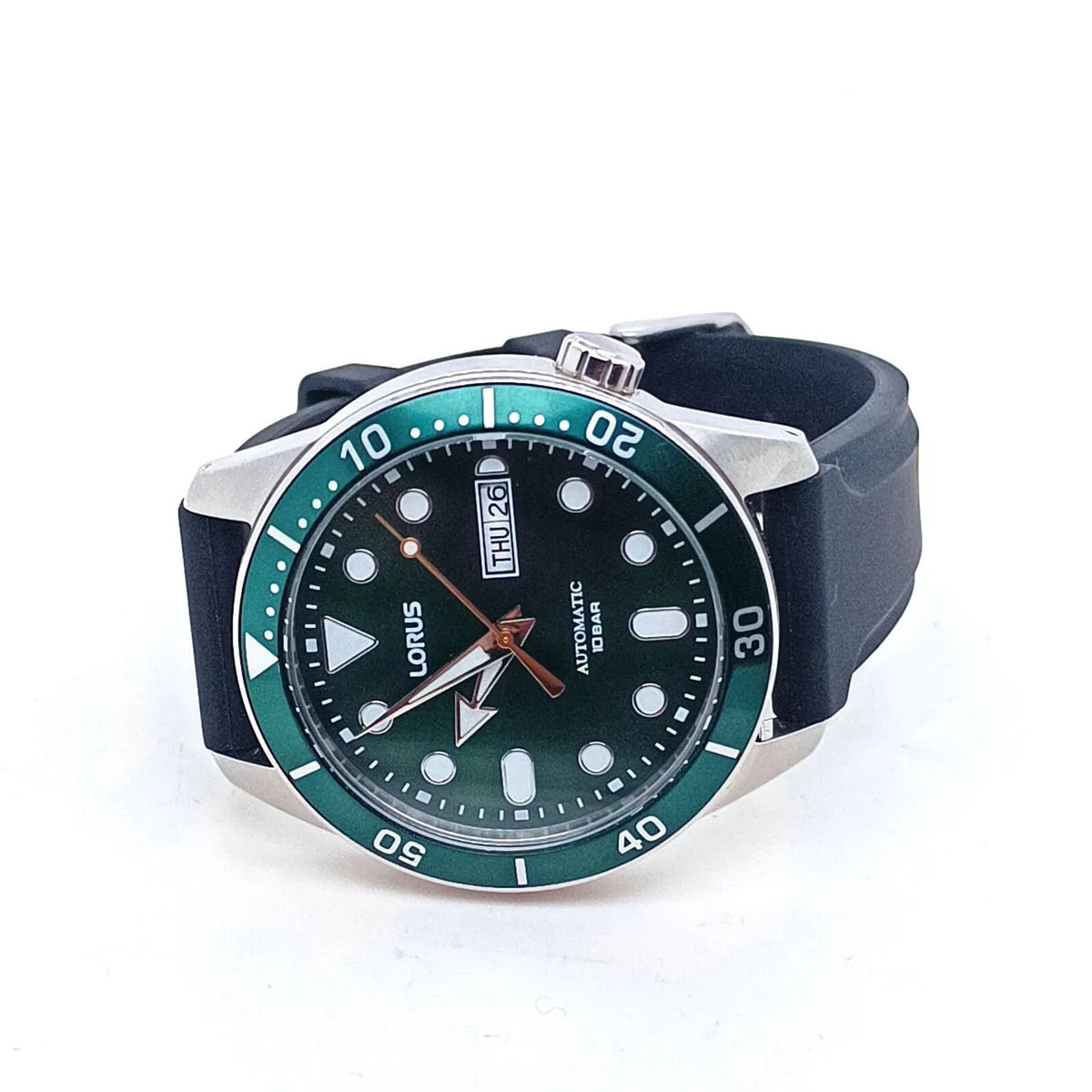 Lorus Automatic, 10 Bar, Green Dial,Black Strap - Image 1