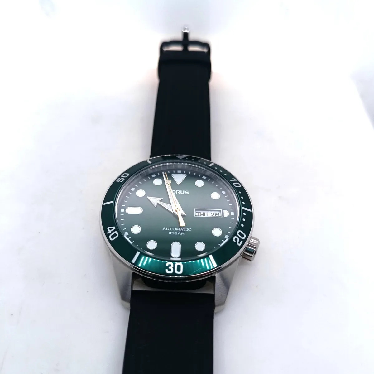 Lorus Automatic, 10 Bar, Green Dial,Black Strap - Image 4