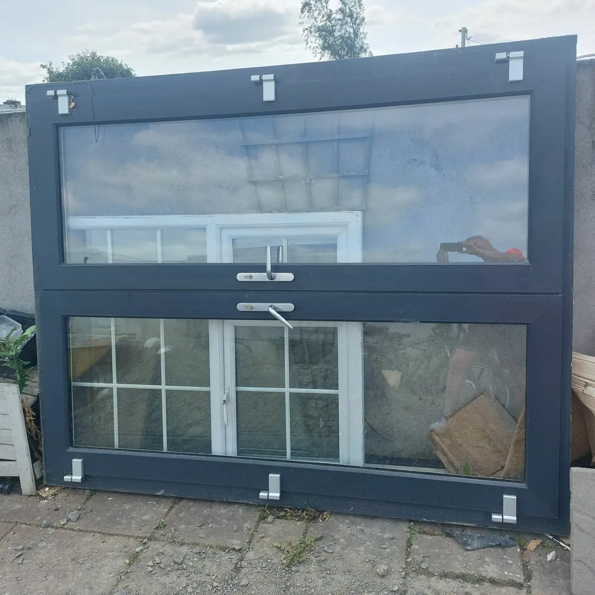 Stylish Grey PVC French Doors  Very good Condition