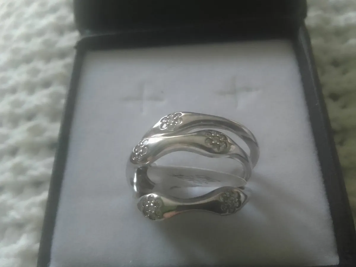 STERLING SILVER SET OF 3 HEAVY STACKER RINGS O NEW - Image 4