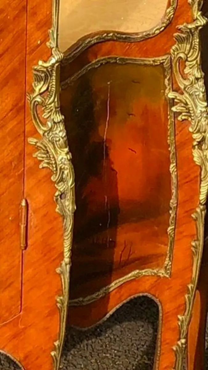 Bombé Cabinet & Matching Marble-Topped Flower Stan - Image 4