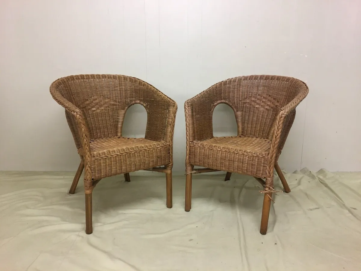 Pair Wicker Armchairs - Image 1
