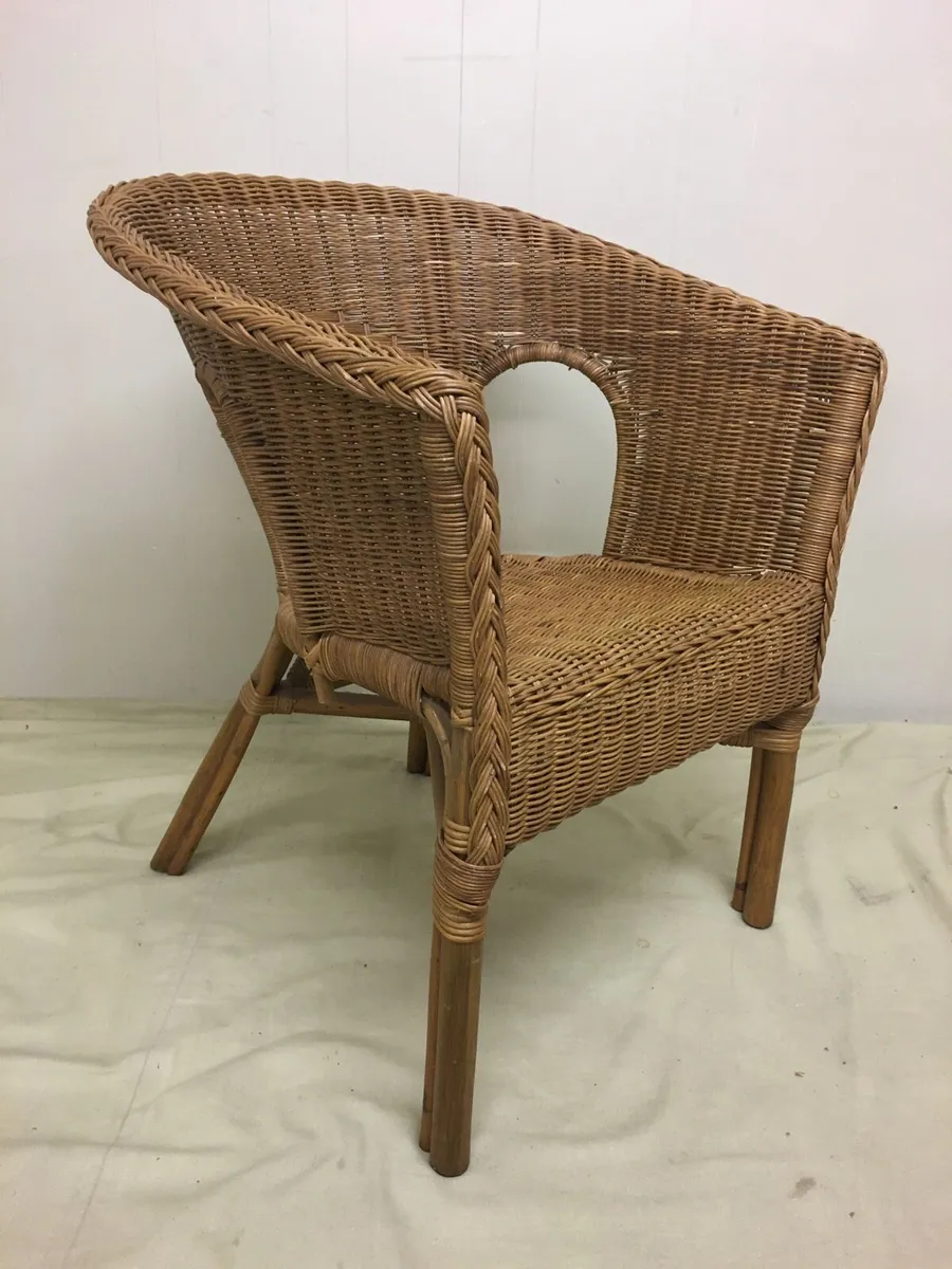 Pair Wicker Armchairs - Image 4