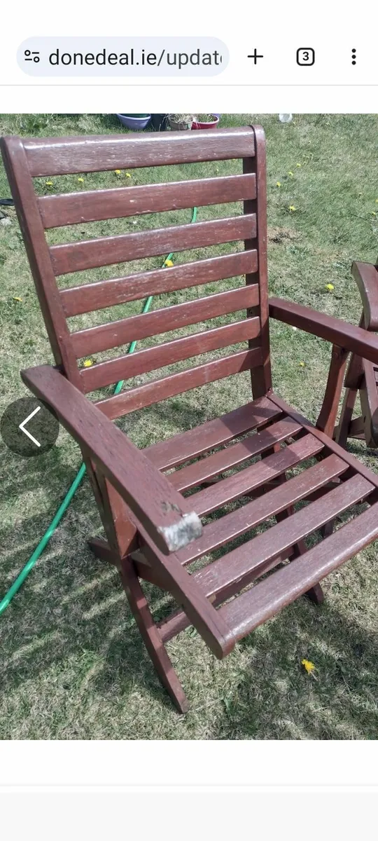 2 heavy wooden foldup garden chairs - Image 3