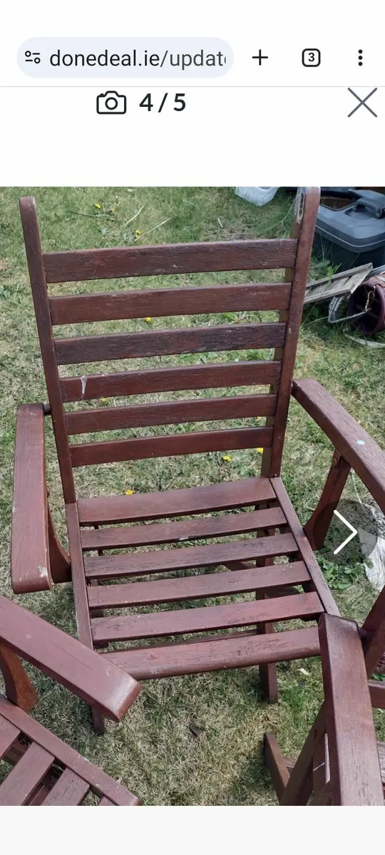 2 heavy wooden foldup garden chairs - Image 1