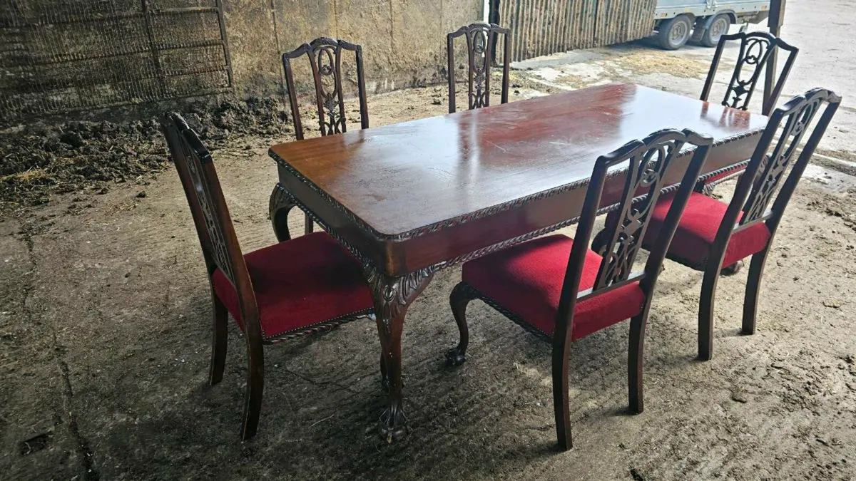Mahogany table and 6 matching chairs - Image 3