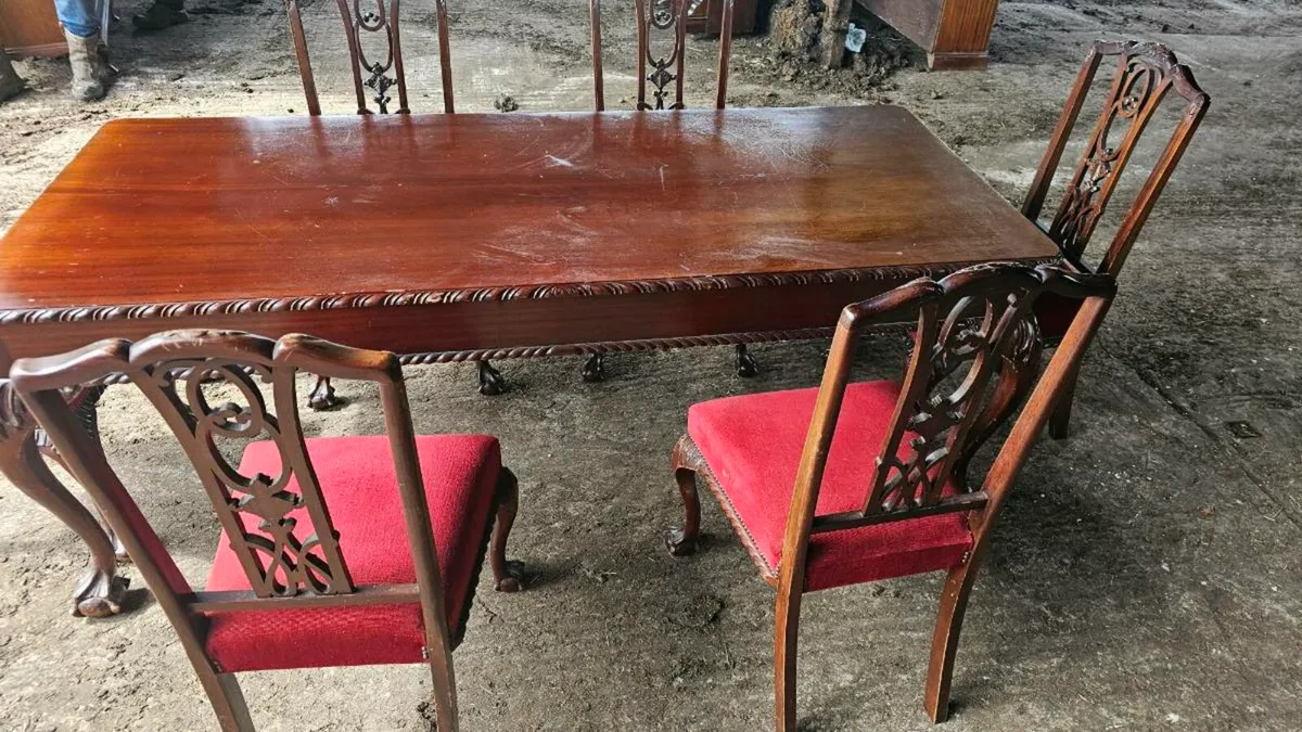 Mahogany table and 6 matching chairs - Image 4