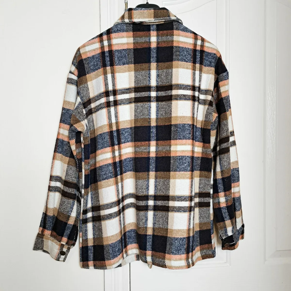 Relaxed Fit Buttons Plaid Shacket Jacket Shirt S/M - Image 3