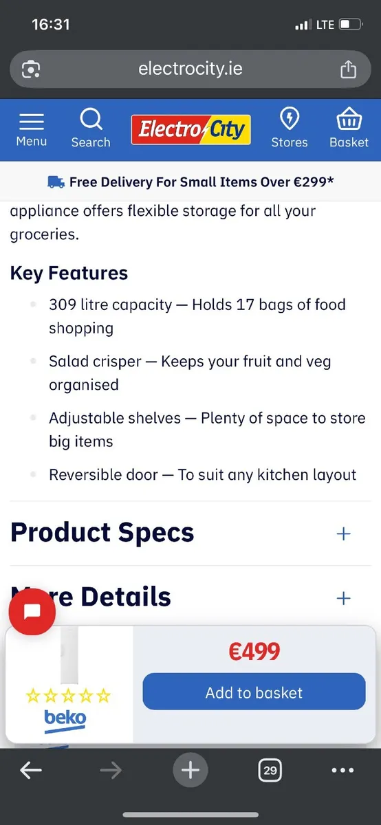 Free standing larder fridge - Image 3