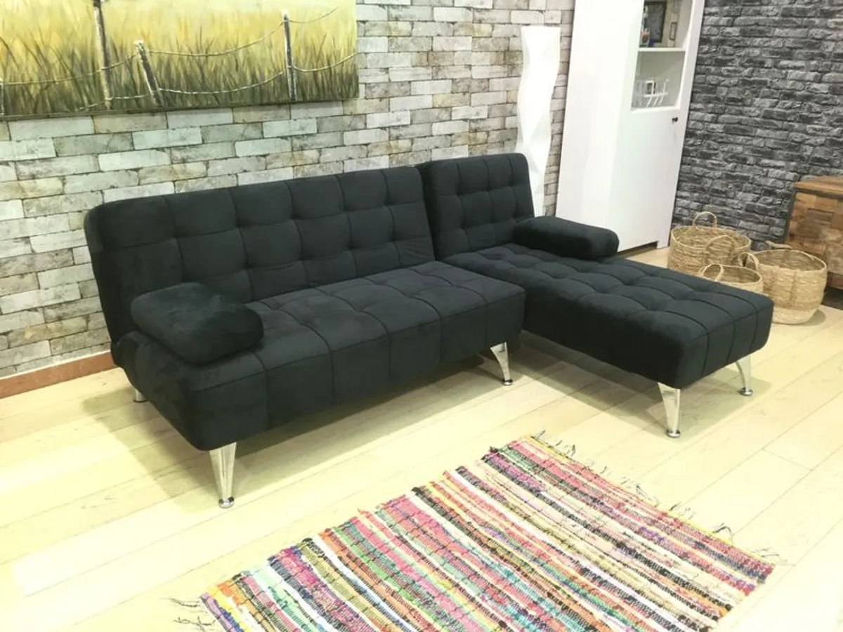 Nordic Comfort , Chaise Sofa Turns into Bed, colour Black - Image 2