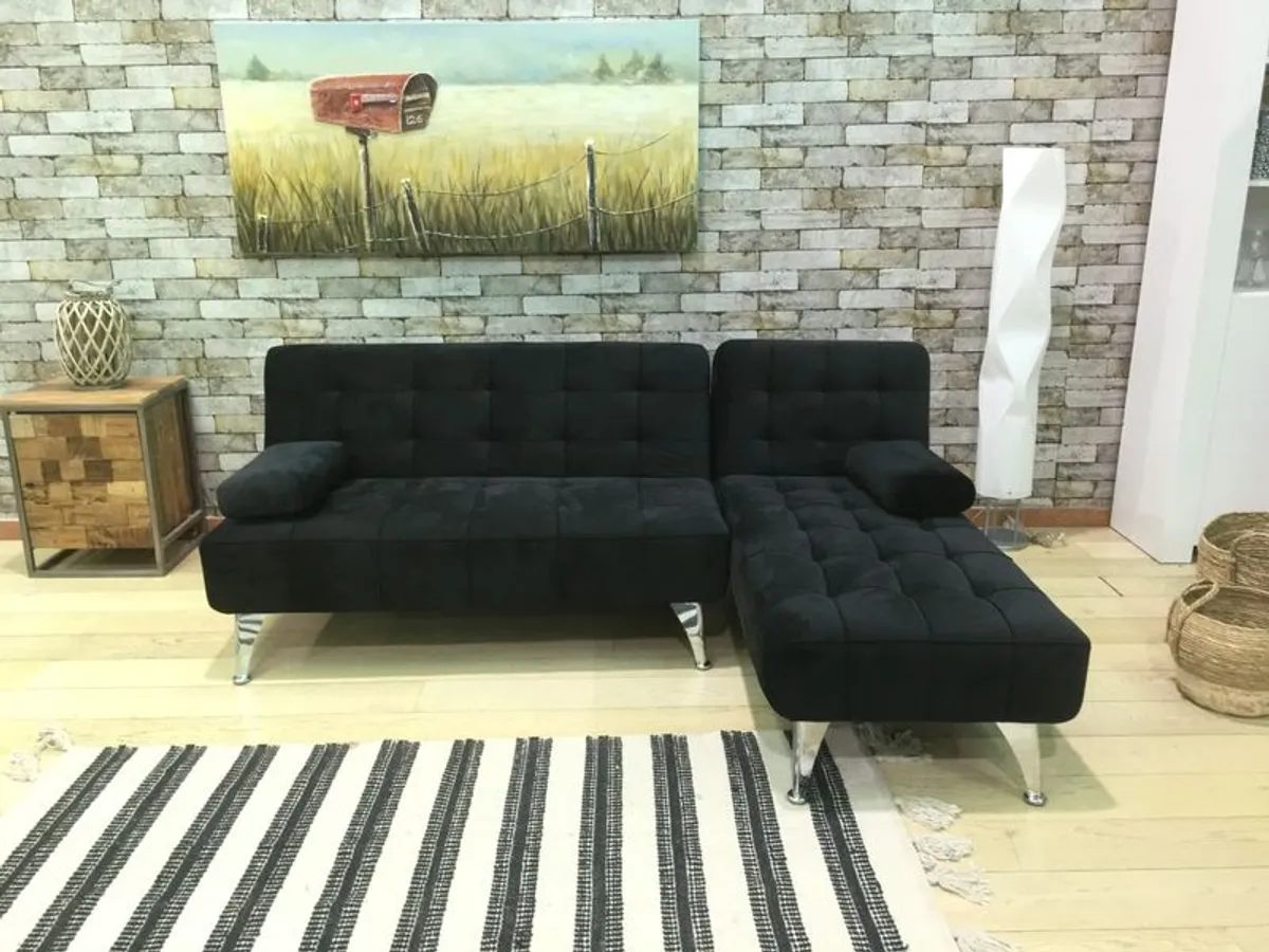 Nordic Comfort , Chaise Sofa Turns into Bed, colour Black - Image 4