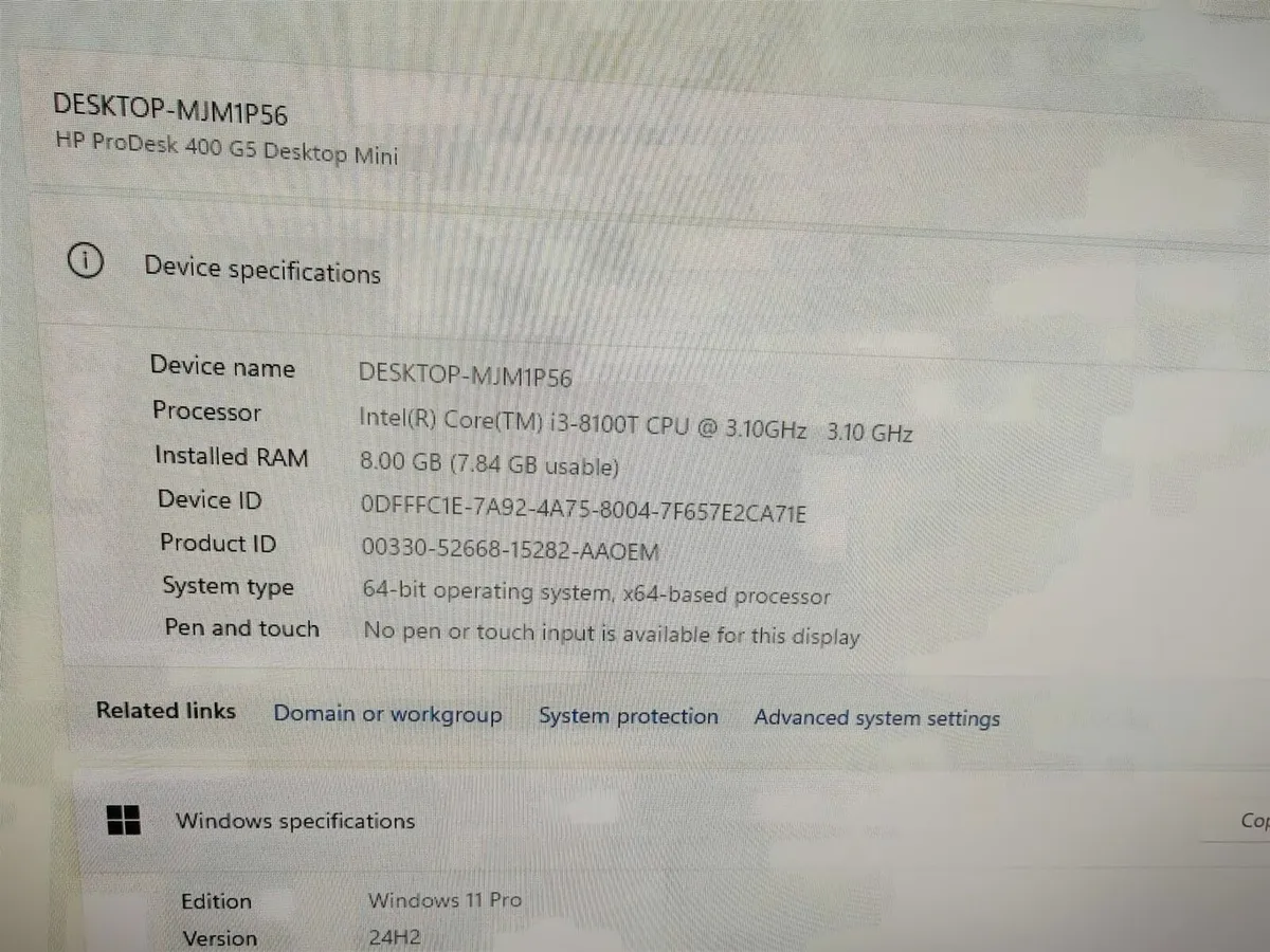 HP Prodesk 400 G5 Tiny PC | i3 (8th gen) | 8GB | - Image 4
