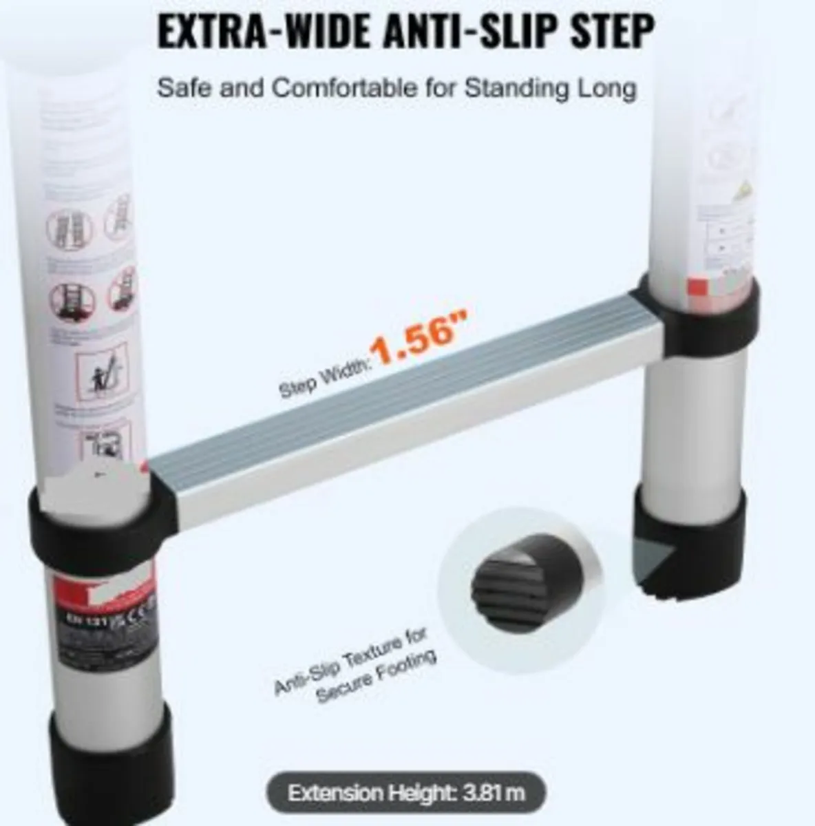 Telescoping Extension Ladder 12.5FT A-Shape w/ St - Image 3