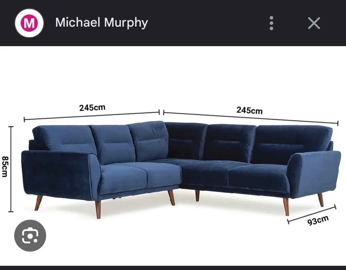 L Shaped Navy Velvet Couch - Image 4
