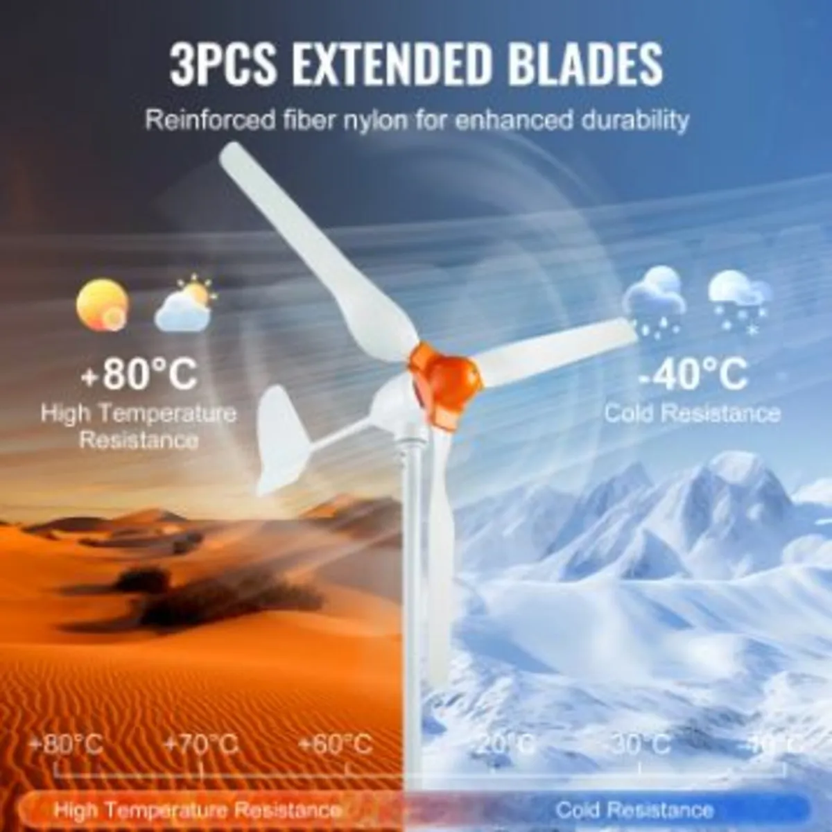 800W Wind Turbine Generator 12V 3-Blade Wind - Image 4