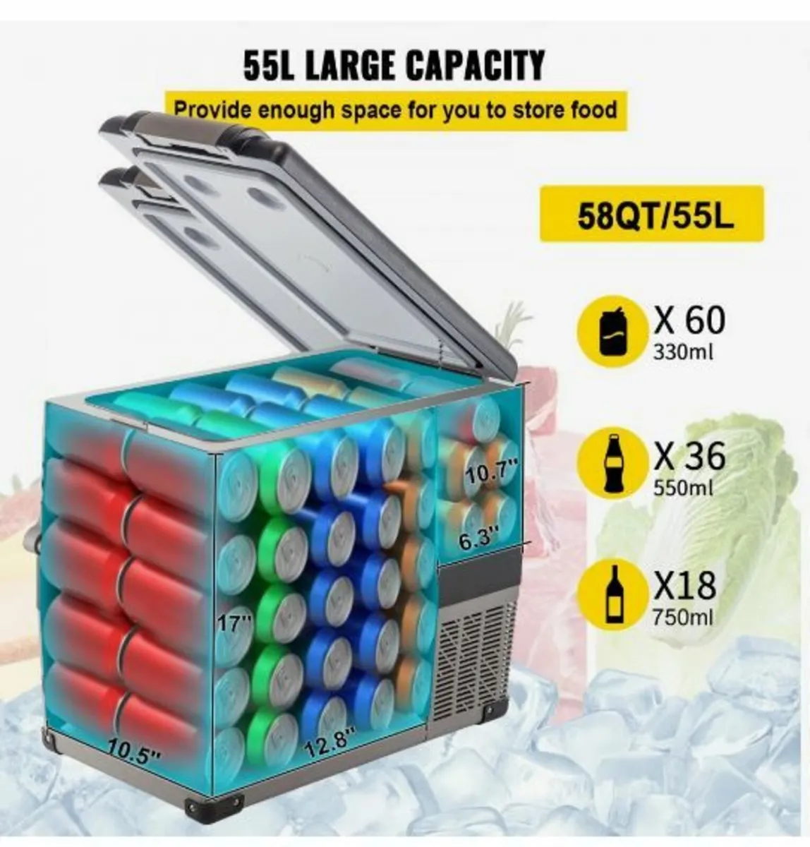 Car Refrigerator 55L Compressor Portable - Image 3