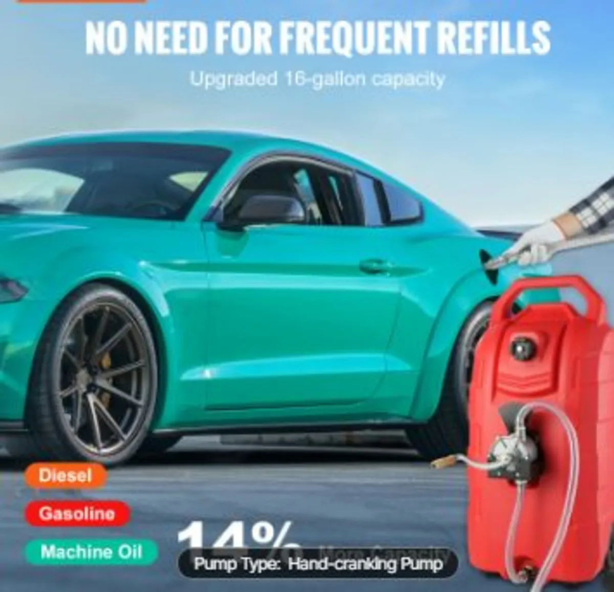16 Gallon Fuel Caddy, 7.8 L/min, Portable Gas - Image 2