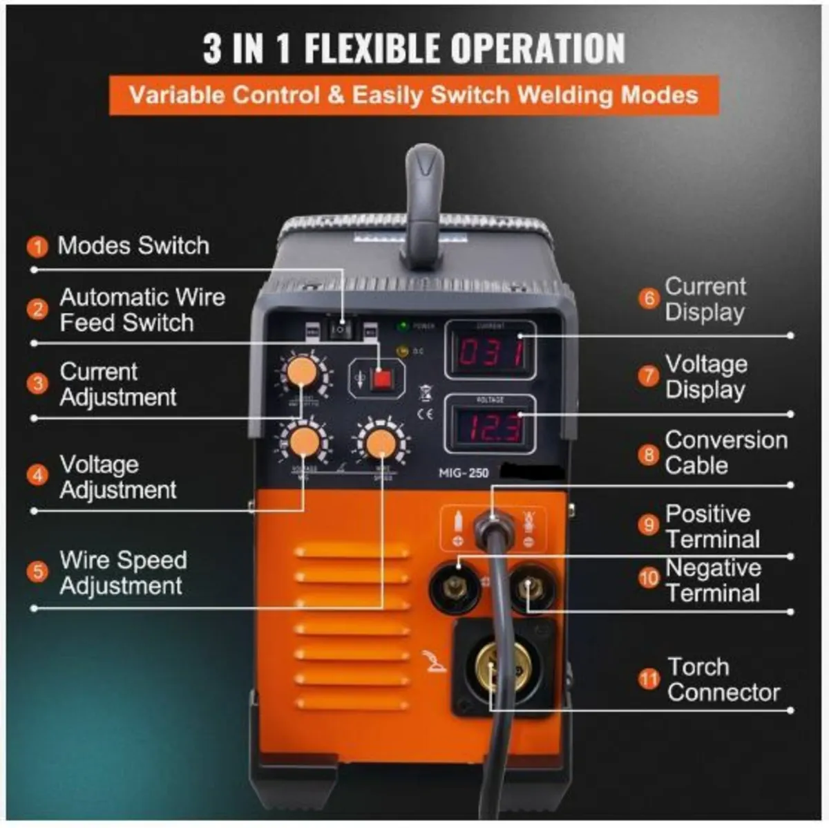 MIG Welder 250 Amp MIG LIFT TIG Arc Welder 3 in 1 - Image 4