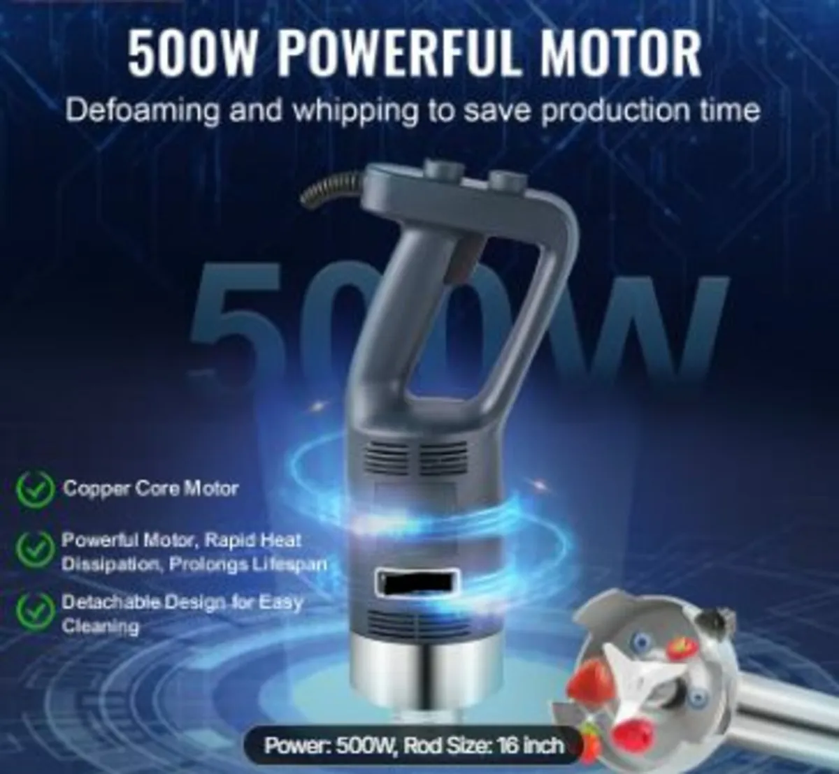 Commercial Immersion Blender 500W Heavy Duty - Image 2