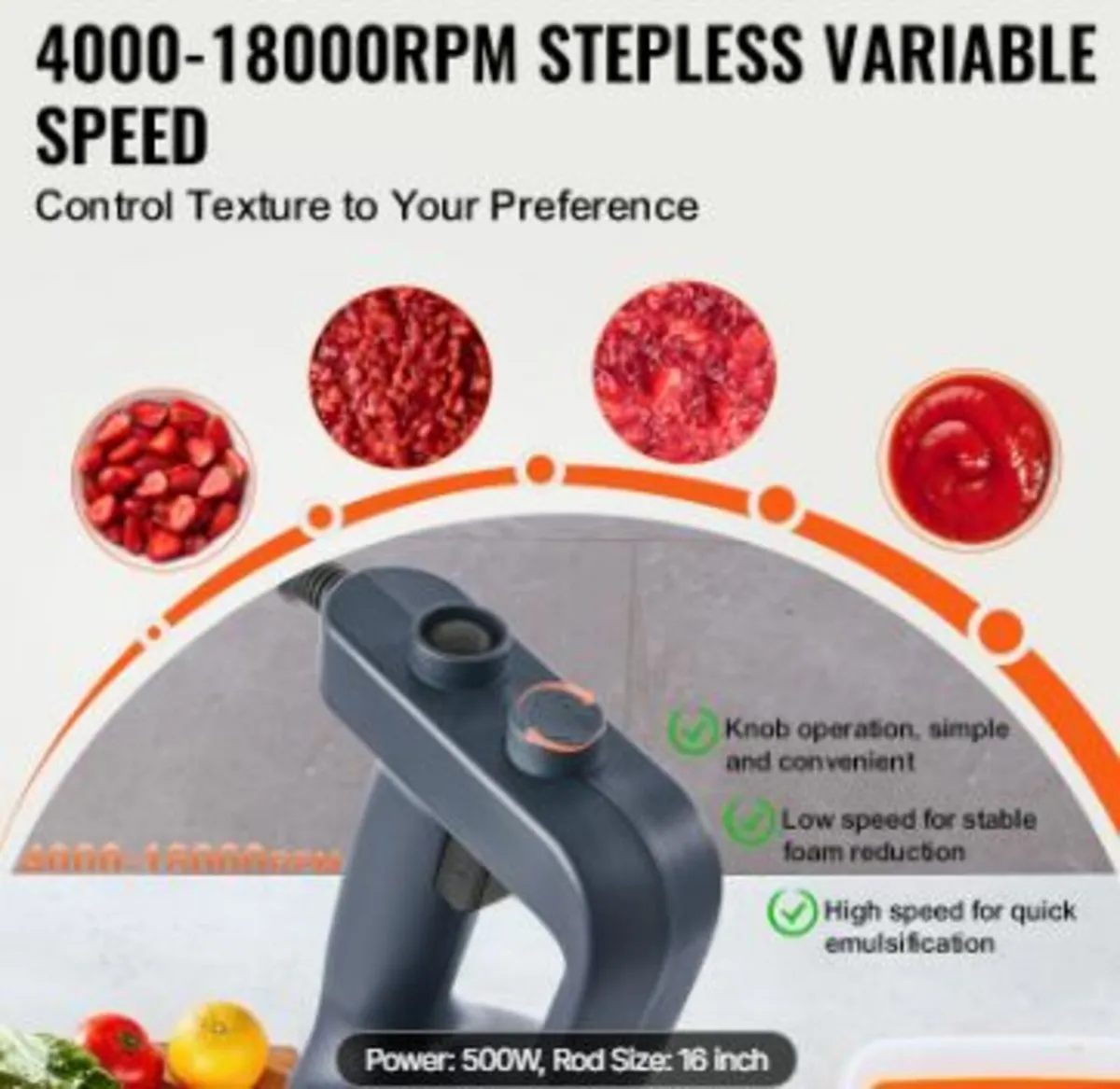 Commercial Immersion Blender 500W Heavy Duty - Image 3