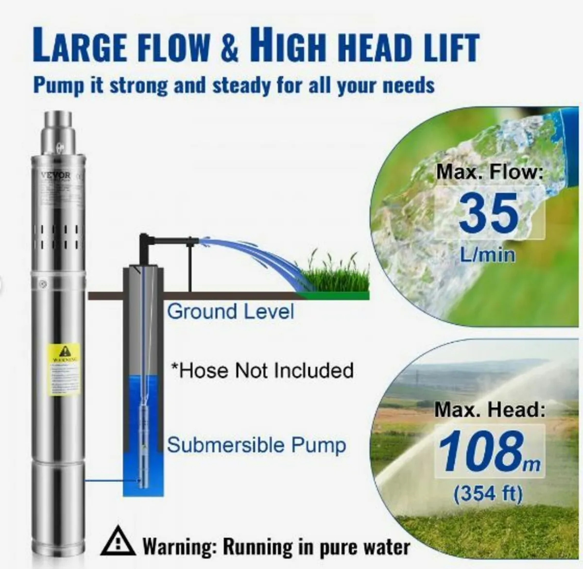 Deep Well Submersible Pump, 550W - Image 4