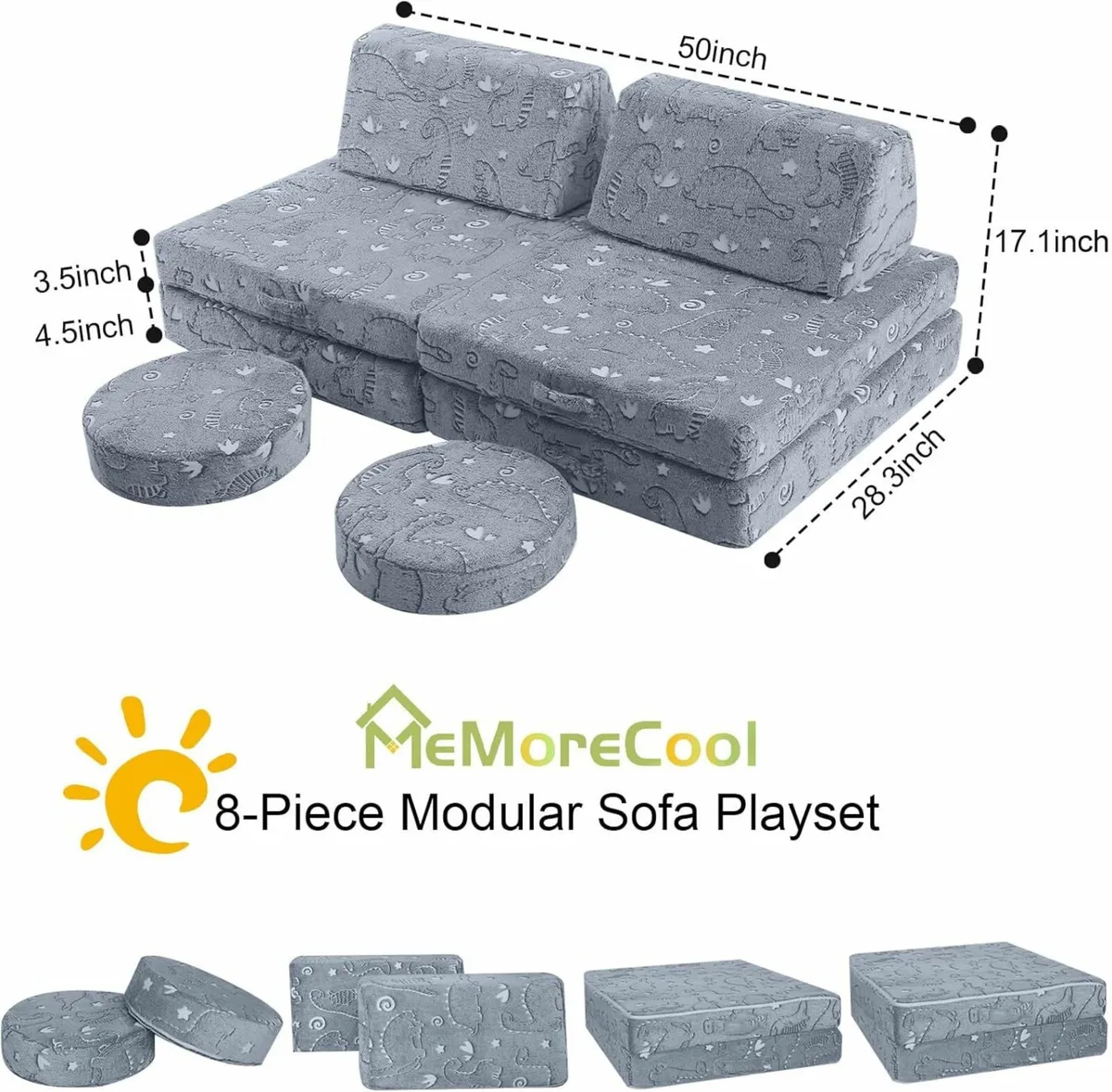 8-Piece Kids Play Sofa Armchair Playroom - Image 4