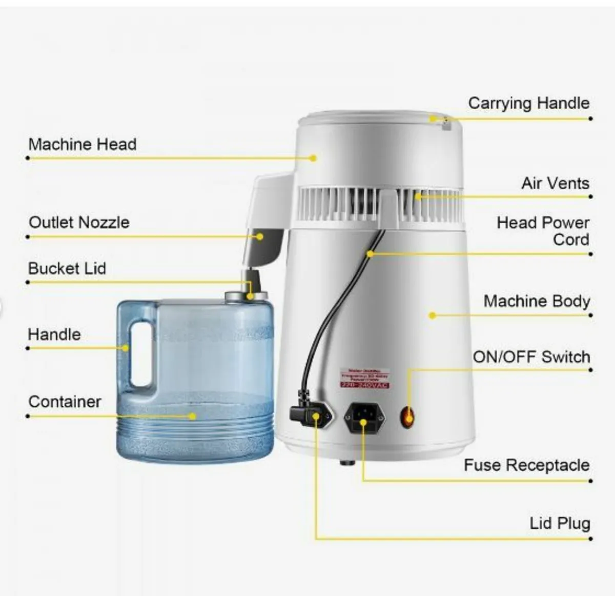 4L Pure Water Distiller 1L/h Water Purifier Filter - Image 3