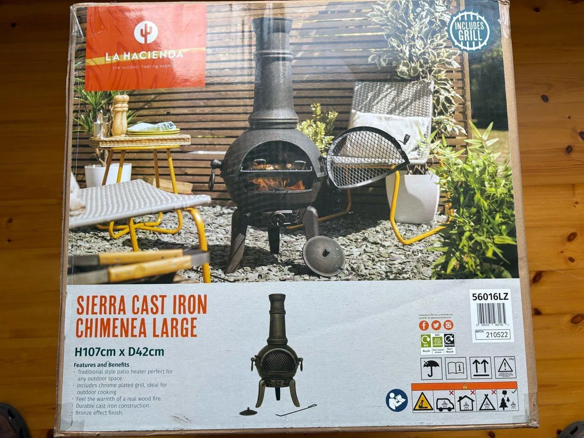 Chimenea patio heater with grill - Image 1